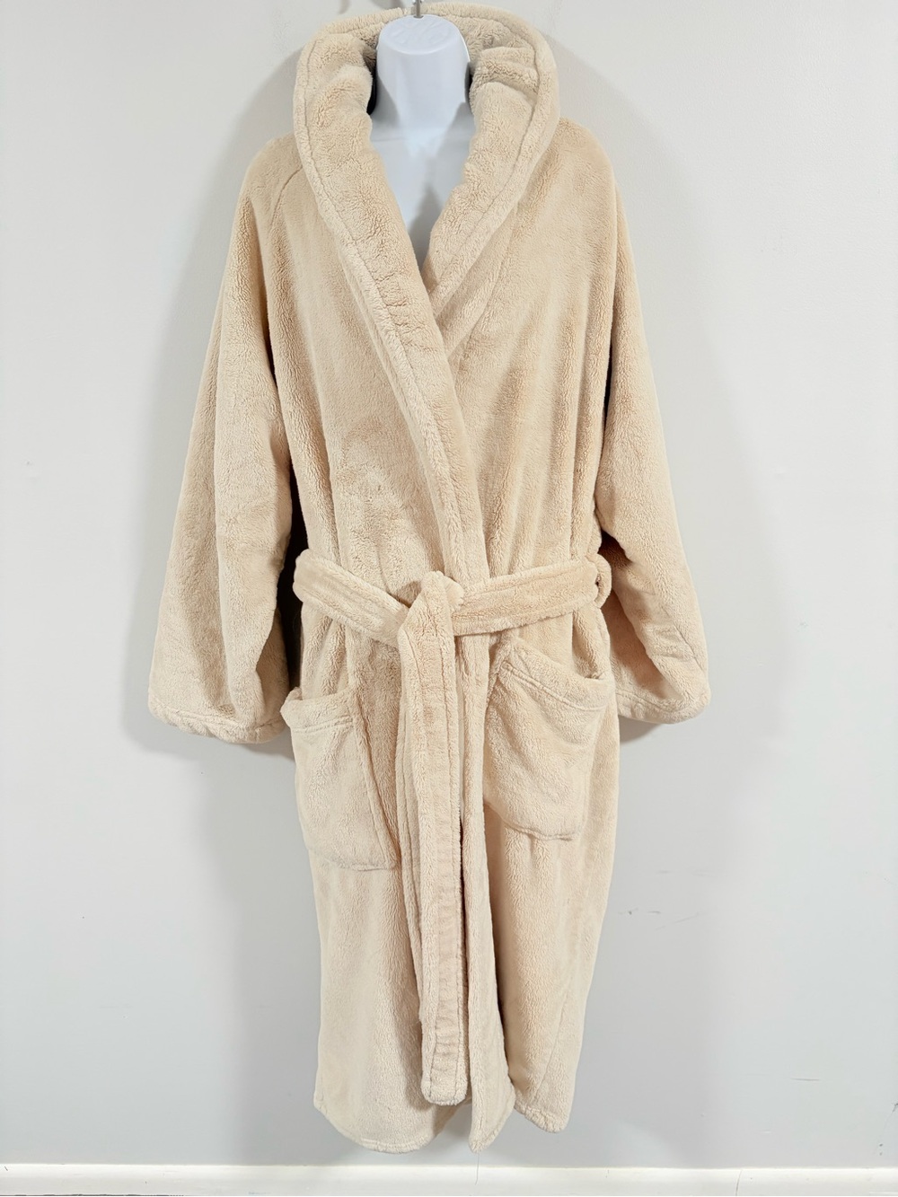 Pottery Barn Cloud Nine Plush Robe Womens XL Beige Oatmeal Belted Cozy Bathrobe